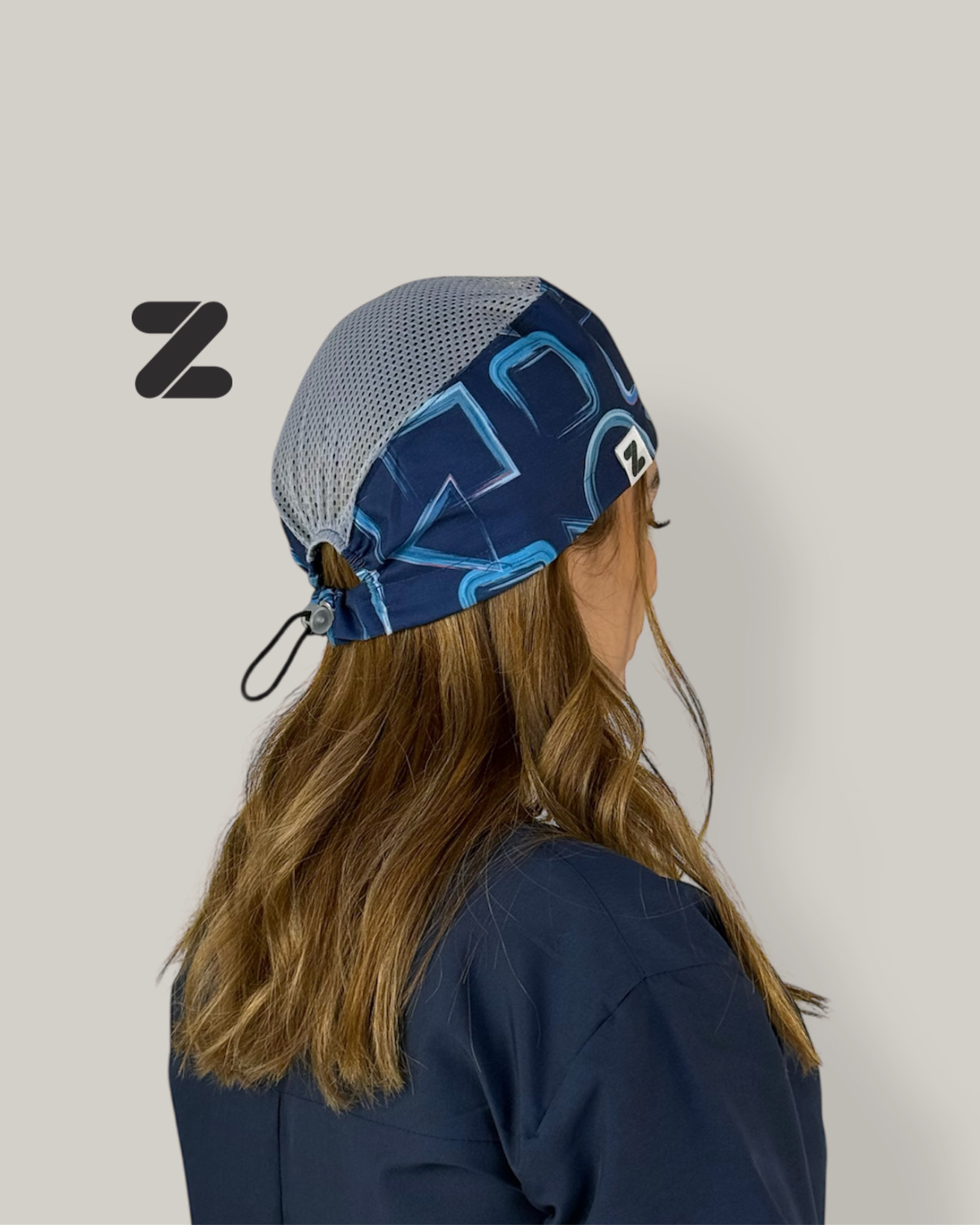 کلاه استوپر دار طرحدار توری سرمه ای