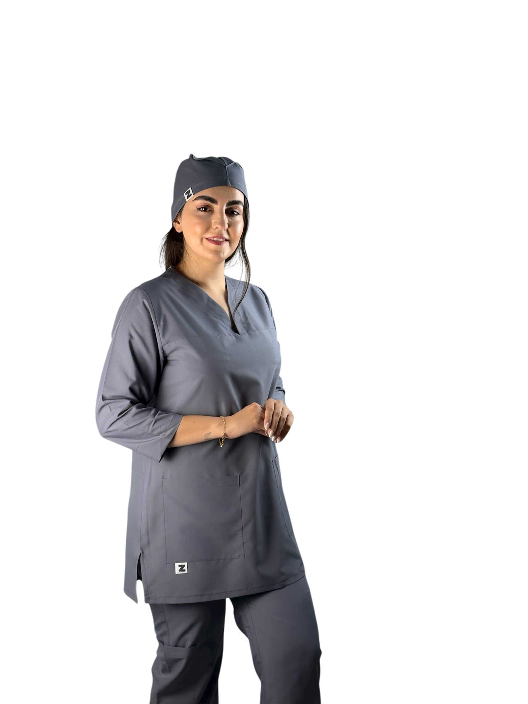 ست مانتو شلوار بیسیک زنانه طوسی ذن اسکراب